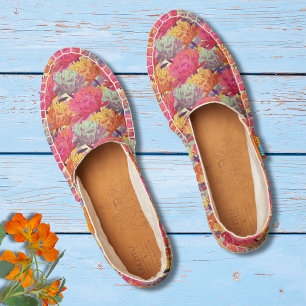 Colorful Pink Floral Botanical Summer Pattern Espadrilles