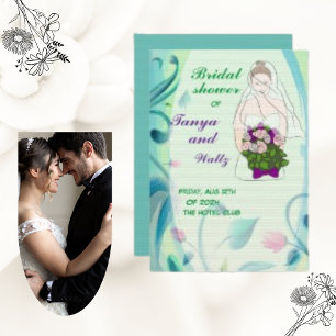 Colorful Pink Floral Flower Border Bridal Shower Invitation