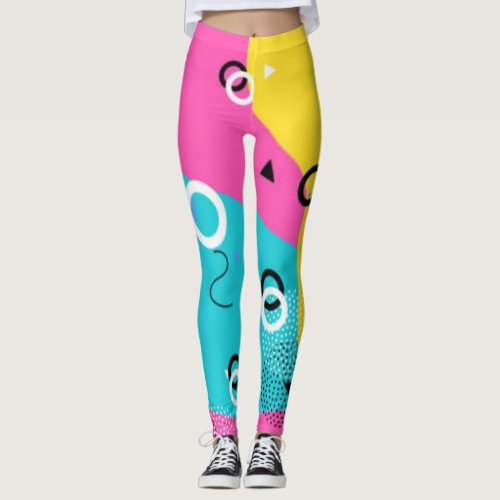 Colorful Pink Girly 80s Bright Pop art Funky retro Leggings