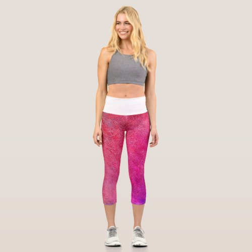 Colorful Pink Girly Cute Bright Pop art Capri Leggings