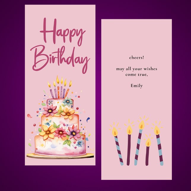 Colorful Pink Girly Happy Birthday Flat Card (Creator Uploaded)