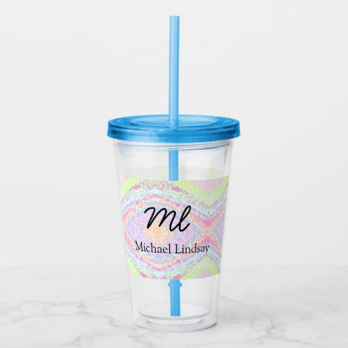 Colorful pink glittersparkle stars add your name acrylic tumbler