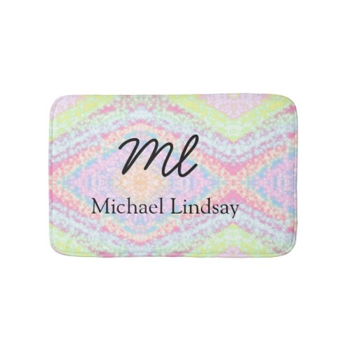 Colorful pink glittersparkle stars add your name bath mat