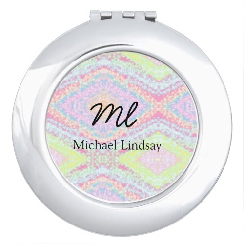 Colorful pink glittersparkle stars add your name compact mirror