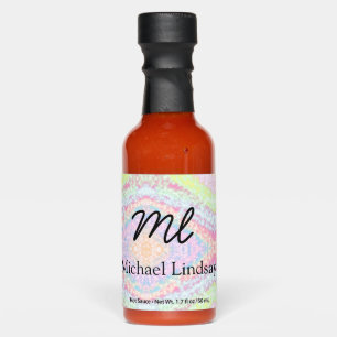 Colorful pink glittersparkle stars add your name hot sauces