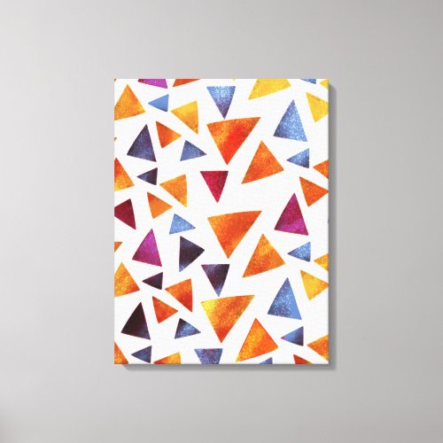 Colorful Pink Gold Navy Blue Triangles Pattern Canvas Print