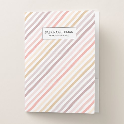 Colorful  Pink gray gold  Stripes Pastel Colors  Pocket Folder