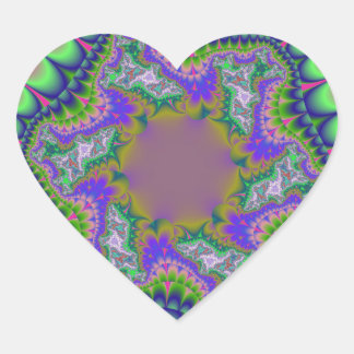 Colorful Pink, Green and Blue Fractal Heart Sticker
