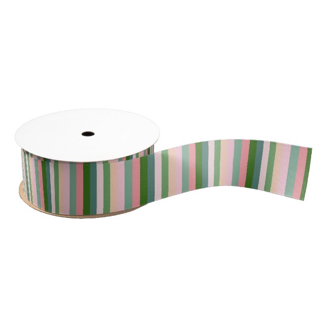 Colorful Pink Green Blue Stripe Grosgrain Ribbon (Spool)