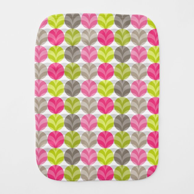 Colorful Pink Green Brown Polka Dot Pattern Burp Cloth (Front)