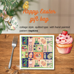 Colorful Pink Green Easter Bunny Napkins