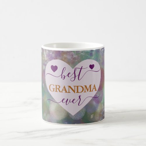 Colorful Pink Heart Glitter Best Grandma Ever Text Coffee Mug