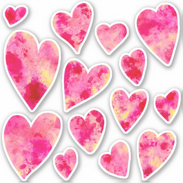Colorful Pink Love Heart Sticker (Front)