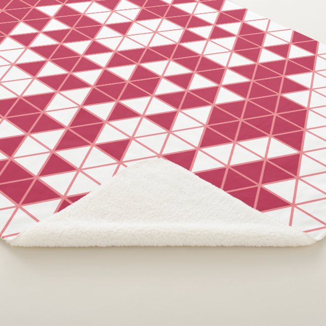 Colorful Pink Magenta Geometric Triangles Sherpa Blanket (3/4)