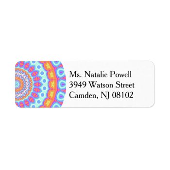 Colorful Pink Mandala Design Label by mariannegilliand at Zazzle
