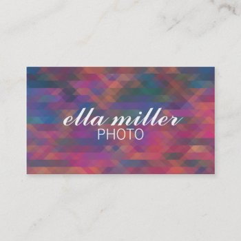 Colorful Pink Multicolored Geometric Business Card by cardeddesigns at Zazzle