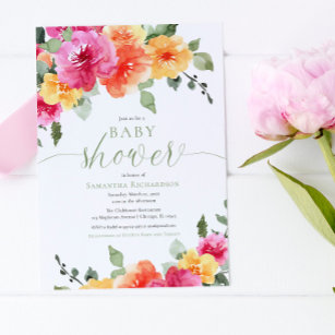 Peony Baby Shower Invitations Invitation Templates Zazzle