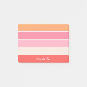 Colorful Pink Orange Personalized Color Stripes Post-it Notes