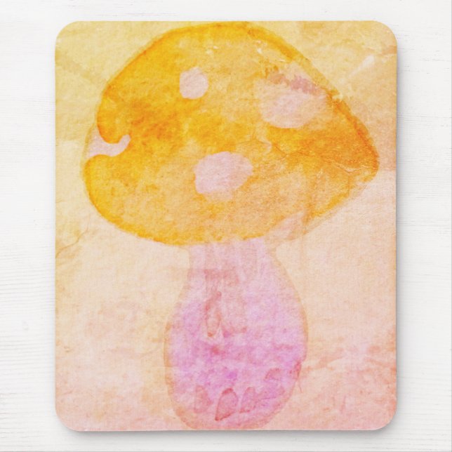 Colorful Pink Orange Watercolor Mushroom Mouse Pad (Front)