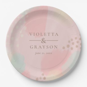 Colorful Pink Pastel Abstract Art  Paper Plates by TheSpottedOlive at Zazzle