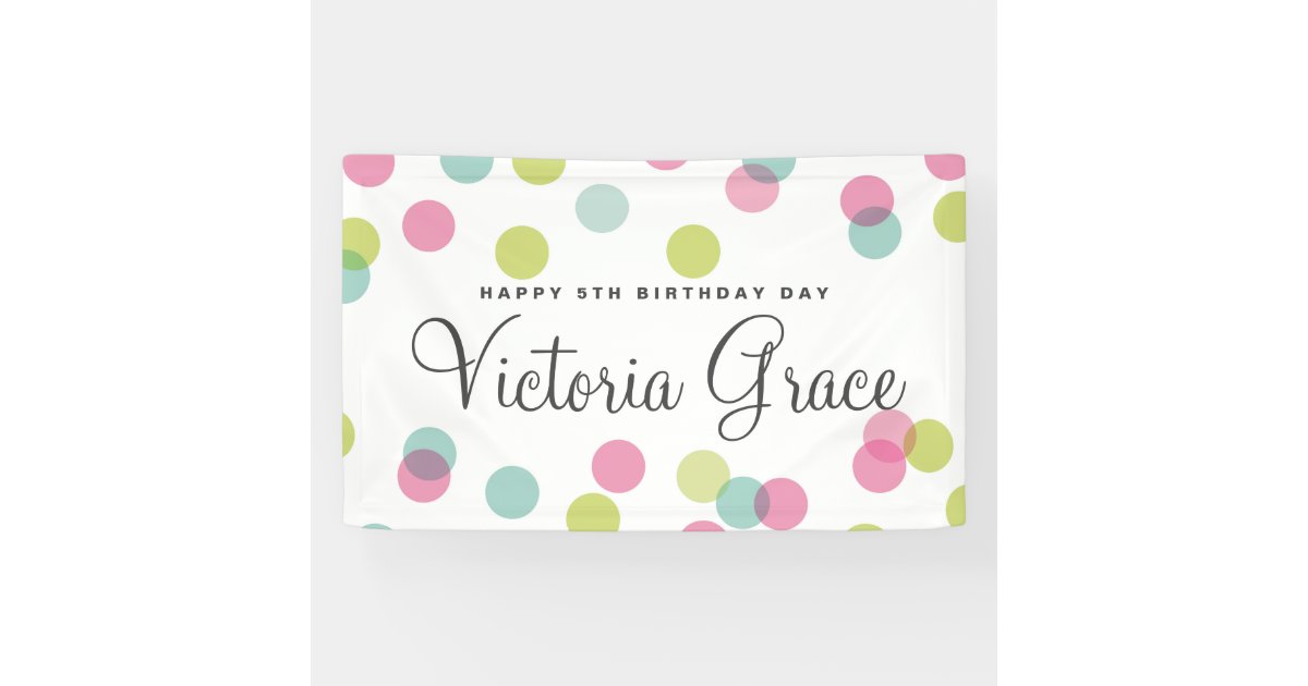 Pastel Confetti Dot Happy Birthday Banner