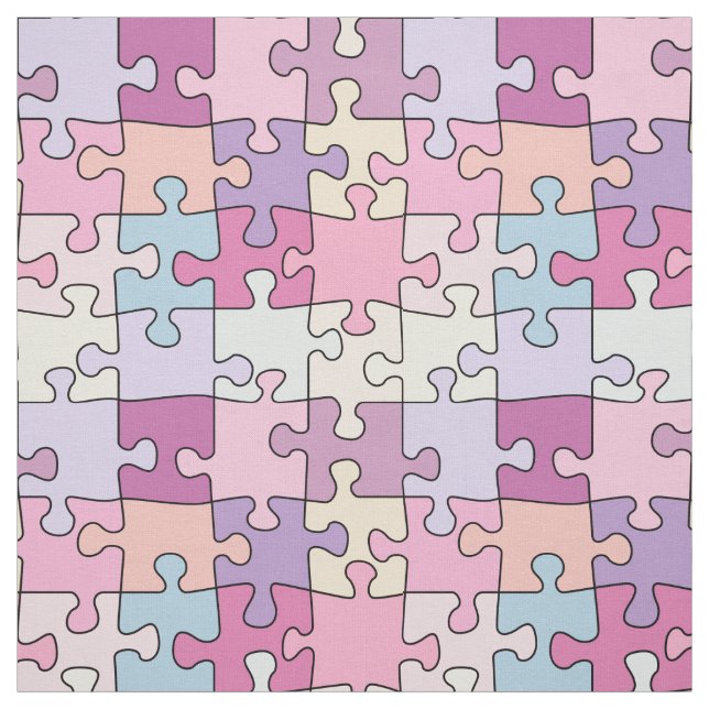 colorful pink pastel puzzle jigsaw pattern fabric (Swatch)