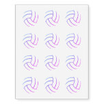 colorful pink purple blue set of 12 volleyball temporary tattoos