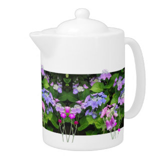 Colorful Pink & Purple Hydrangea Design Teapot