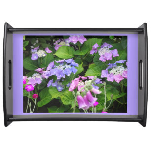Colorful Pink & Purple Hydrangea Serving Tray