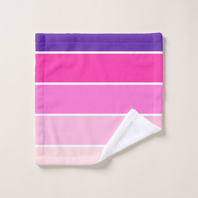 Colorful Pink Purple Striped Stripes Bath Towel Set (Wash Cloth)