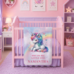Colorful Pink Purple Unicorn Baby Blanket Birthday
