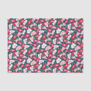 Colorful Pink Red White Fun Floral Pattern Tissue Paper