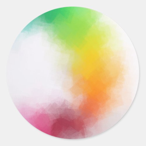 Colorful Pink Red Yellow Blue Abstract Art Blank Classic Round Sticker