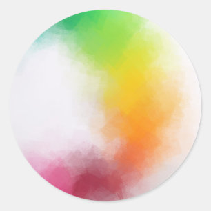 Colorful Pink Red Yellow Blue Abstract Art Blank Classic Round Sticker