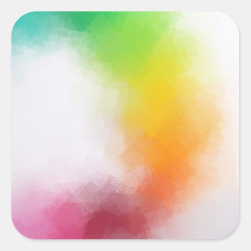 Colorful Pink Red Yellow Blue Green Abstract Art Square Sticker
