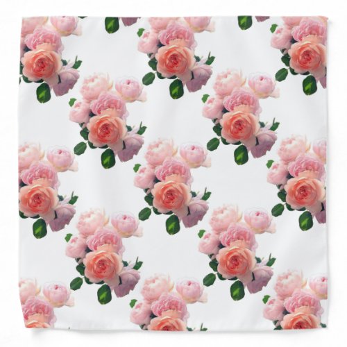 Colorful Pink Roses Watercolor Bouquet Template Bandana