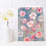 Colorful Pink Spring Flowers on Shades of Blue Card