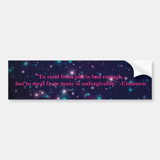 Colorful Pink Stealing Quote Bumper Sticker (Front)