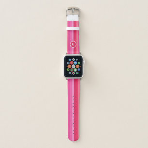 Colorful Pink Stripes Name Initial Apple Watch Band