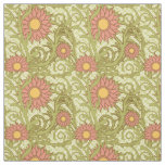 Colorful Pink Sunflowers Floral Illustration Fabric