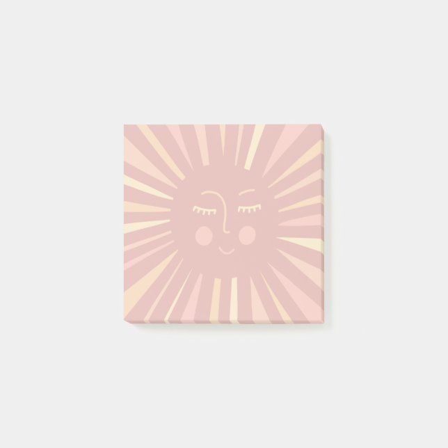 Colorful Pink Sunshine Modern Sun Cute  Post-it Notes (Front)