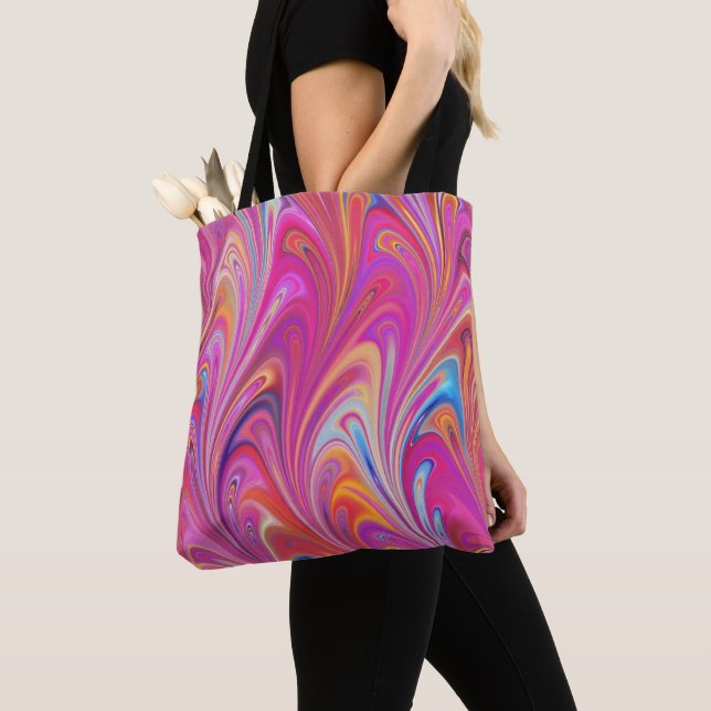 Colorful Pink Swirl Abstract Tote Bag (Close Up)