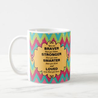 Colorful Pink Teal Green Yellow Chevron Encourage