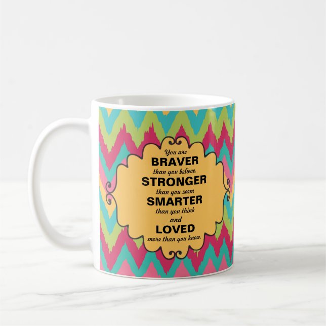 Colorful Pink Teal Green Yellow Chevron Encourage Coffee Mug (Left)
