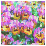 Colorful pink teal  watercolor splatters pansy fabric