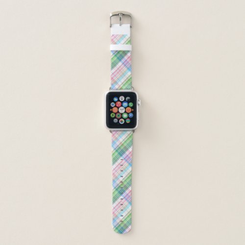 Colorful Pink Turquoise Green Plaid Tartan Pattern Apple Watch Band