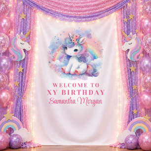 Colorful Pink Unicorn Magical Day Backdrop