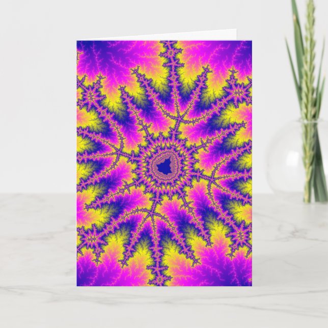 Colorful Pink, Yellow and Blue Fractal Card (Front)