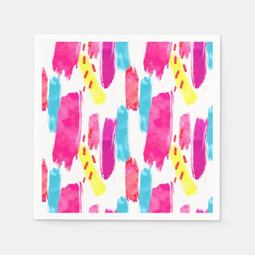 Colorful Pink Yellow Blue Paint Splashes  Paper Napkins