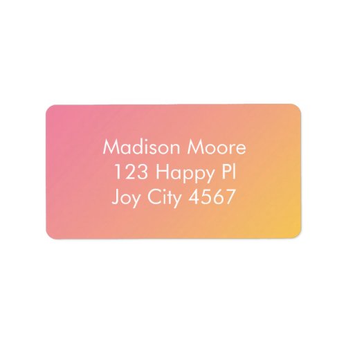 Colorful Pink Yellow Gradient Ombr Address Label
